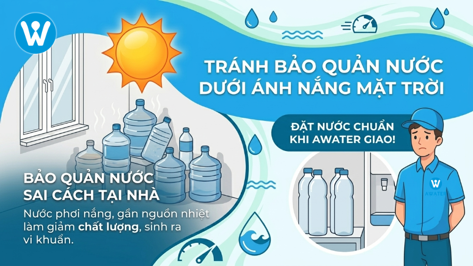 Tránh bảo quản nước dưới ánh nắng mặt trời