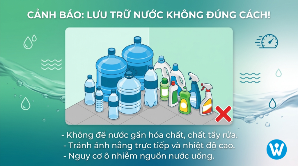 Lưu trữ nước không đúng cách